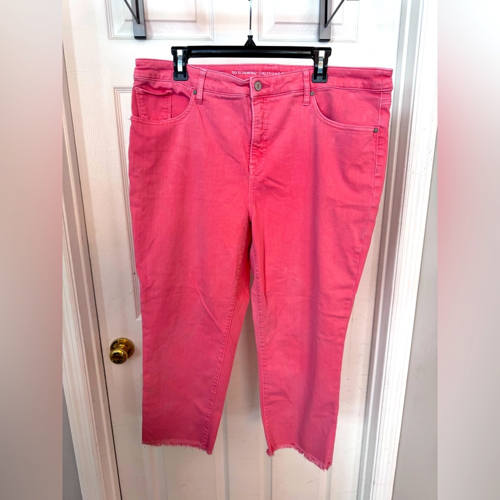 Chico’s coral girlfriend slim leg crop pants